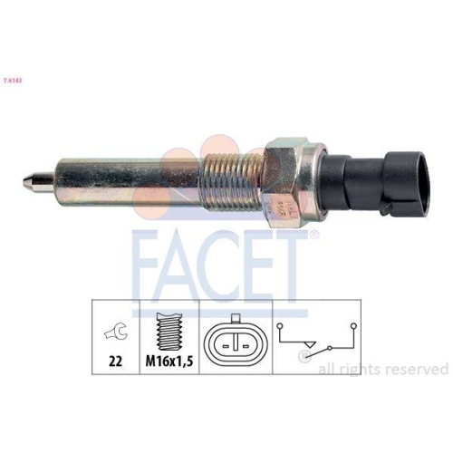 Schalter R&uuml;ckfahrleuchte Facet 7.6143 Made In Italy - Oe Equivalent f&uuml;r Fiat