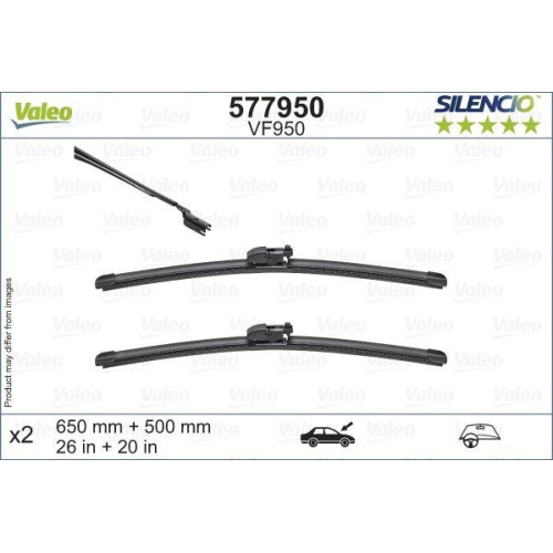 Wischblatt Valeo 577950 Silencio Flat Blade Set f&uuml;r Bmw Bmw (brilliance) Vorne