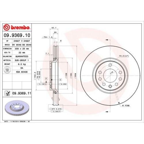 2X Brembo Bremsscheibe Prime Line f&uuml;r Opel Saab Vauxhall Baic