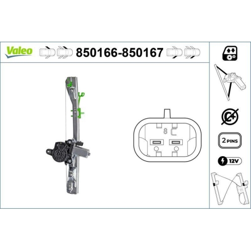 Fensterheber Valeo 850166 für Fiat Vorne Links