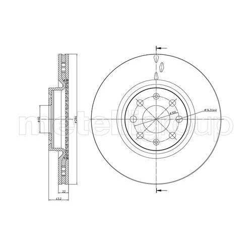 Bremsscheibe Metelli 23-0859C f&uuml;r Fiat Opel Vorderachse