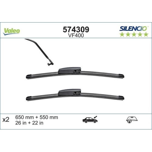 Wischblatt Valeo 574309 Silencio Flat Blade Set f&uuml;r Renault Renault Trucks Vorne