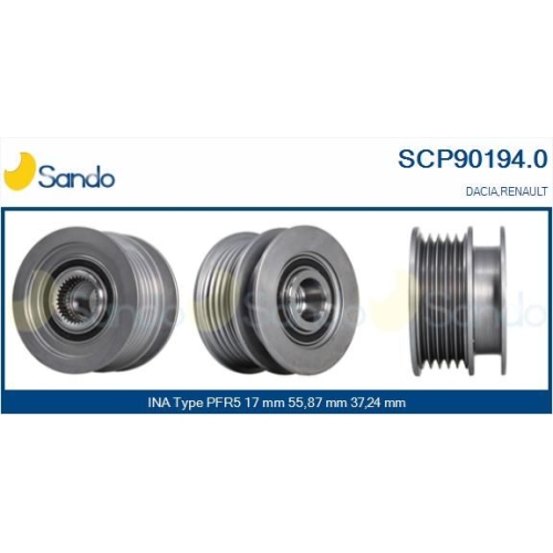 Riemenscheibe Generator Sando SCP90194.0 f&uuml;r Nissan Renault Ika
