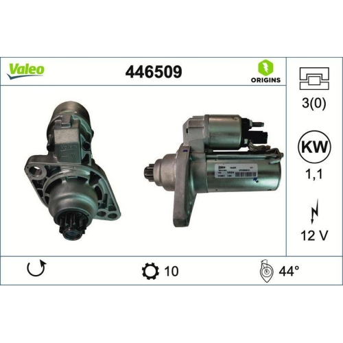 Starter Valeo 446509 Valeo Origins New Oe Technologie f&uuml;r Audi Seat Skoda VW
