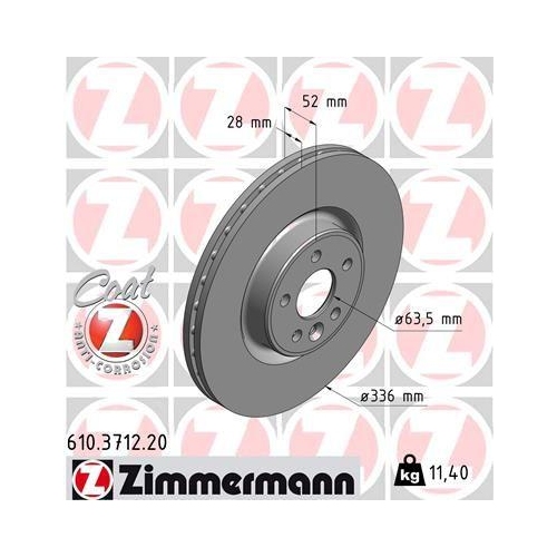 Bremsscheibe Zimmermann 610.3712.20 Coat Z f&uuml;r Volvo Volvo (changan) Vorderachse