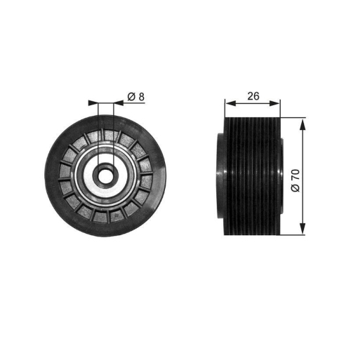 Umlenk /f&uuml;hrungsrolle Keilrippenriemen Gates T36304 Drivealign&trade; f&uuml;r Toyota