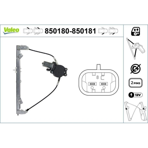 Fensterheber Valeo 850180 f&uuml;r Fiat Vorne Links