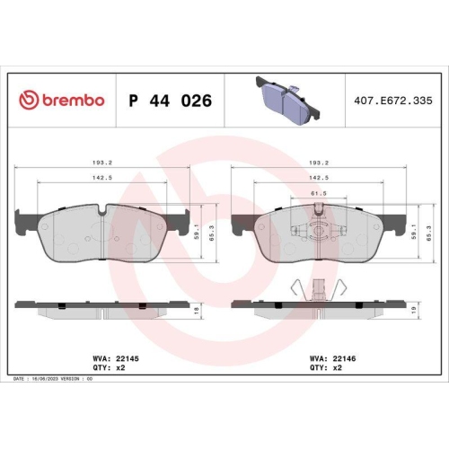 Bremsbelagsatz Scheibenbremse Brembo P44026 Prime Line für Jaguar Toyota