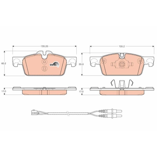 Bremsbelagsatz Scheibenbremse Trw GDB1929 Cotec f&uuml;r Peugeot Vorderachse