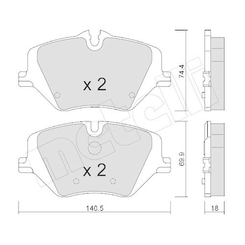 Bremsbelagsatz Scheibenbremse Metelli 22-1354-0 f&uuml;r Bmw Vorderachse