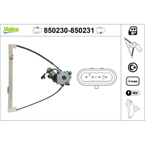 Fensterheber Valeo 850230 f&uuml;r Lancia Vorne Links
