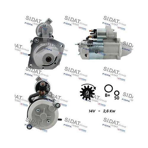Starter Sidat S12MA0146A2 f&uuml;r Alfa Romeo Citro&euml;n Fiat Iveco Lancia Peugeot