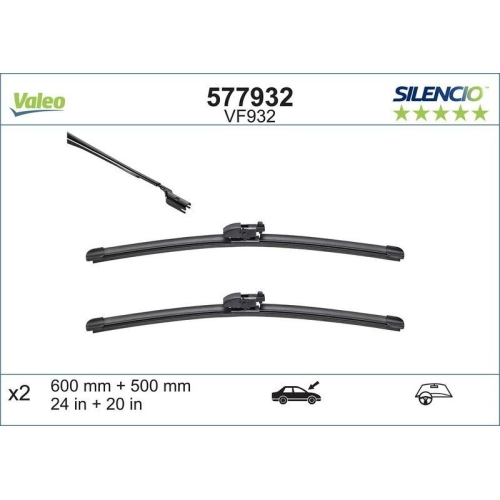 Wischblatt Valeo 577932 Silencio Flat Blade Set für Land Rover Vorne