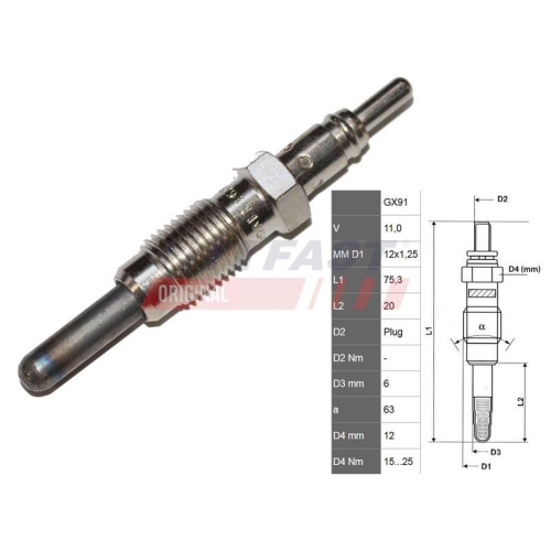 Gl&uuml;hkerze Fast FT82728 f&uuml;r Fiat