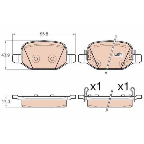 Bremsbelagsatz Scheibenbremse Trw GDB2002 Cotec f&uuml;r Fiat Hinterachse