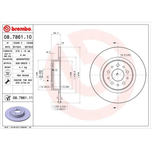 2X Brembo Bremsscheibe Hinterachse Prime Line f&uuml;r Alfa Romeo