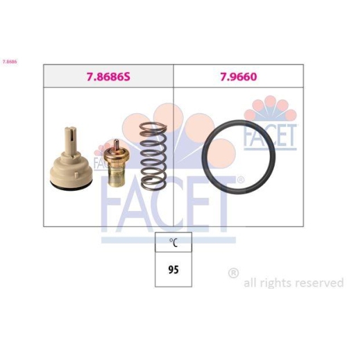 Thermostat K&uuml;hlmittel Facet 7.8686 Made In Italy - Oe Equivalent f&uuml;r Audi Seat