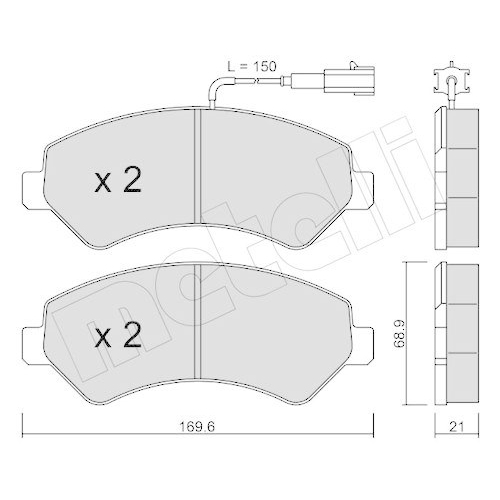 Bremsbelagsatz Scheibenbremse Metelli 22-0709-2 f&uuml;r Fiat Vorderachse