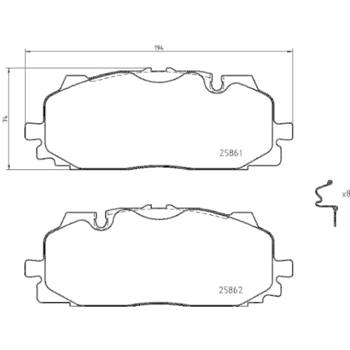 Bremsbelagsatz Scheibenbremse Hella 8DB 355 021-641 f&uuml;r Audi Seat Skoda VW Amc
