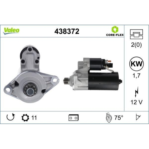 Starter Valeo 438372 Valeo Core-flex f&uuml;r Audi Seat Skoda VW