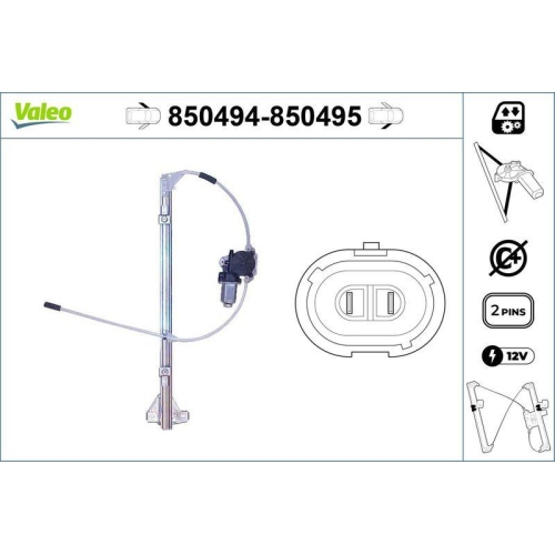 Fensterheber Valeo 850494 f&uuml;r Iveco Nissan Opel Renault Vauxhall Vorne Links