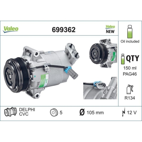 Kompressor Klimaanlage Valeo 699362 Valeo Core-flex f&uuml;r Opel Vauxhall