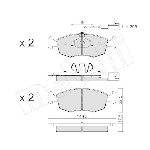 Bremsbelagsatz Scheibenbremse Metelli 22-0274-4 f&uuml;r Fiat Vorderachse