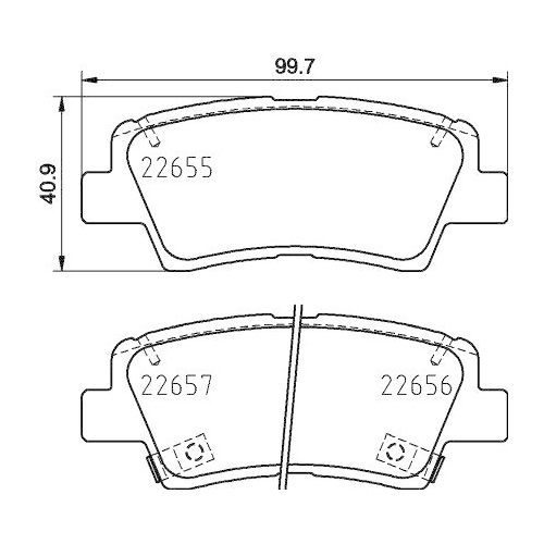 Bremsbelagsatz Scheibenbremse Hella 8DB 355 031-681 f&uuml;r Hyundai Kia Hinterachse