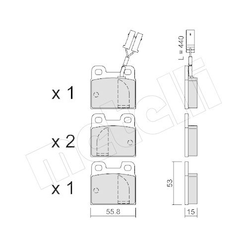 Bremsbelagsatz Scheibenbremse Metelli 22-0009-1 f&uuml;r Alfa Romeo Hinterachse