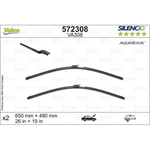 Wischblatt Valeo 572308 Silencio Aquablade Set für Volvo Vorne