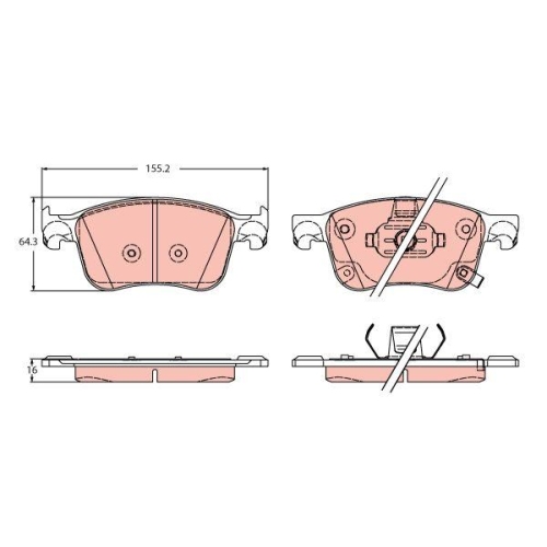 Bremsbelagsatz Scheibenbremse Trw GDB2342 f&uuml;r Ford (changan) Vorderachse