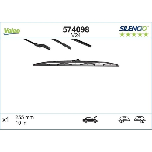 Wischblatt Valeo 574098 Silencio Conventional Single f&uuml;r Citro&euml;n Beifahrerseitig