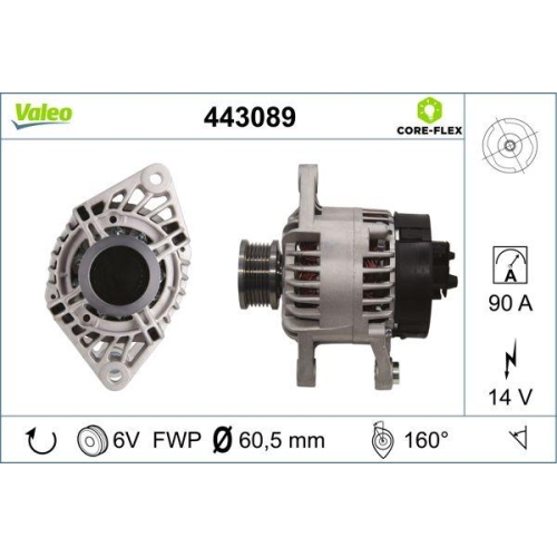 Alternator Valeo 443089 Valeo Core-flex for Fiat