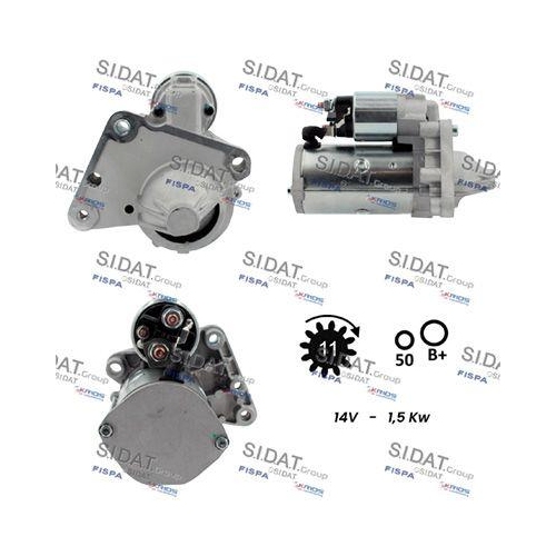 Starter Sidat S12VA0014A2 f&uuml;r Alfa Romeo Audi Citro&euml;n Fiat Lancia Mitsubishi VW