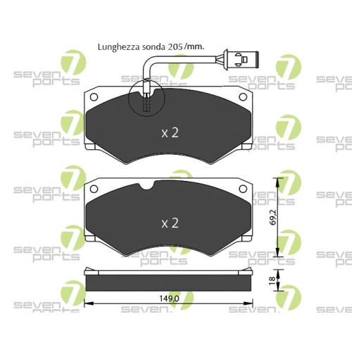 Bremsbelagsatz Scheibenbremse 7 Seven Parts SVP20352 f&uuml;r Iveco Vorderachse