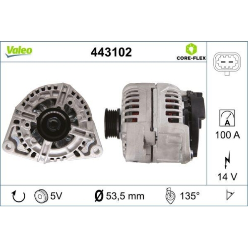 Generator Valeo 443102 Valeo Core-flex f&uuml;r Opel Vauxhall