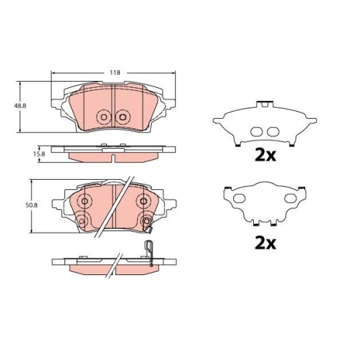 Brake Pad Set Disc Brake Trw GDB2344 for Toyota Rear Axle