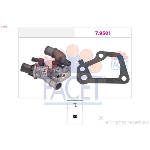 Thermostat K&uuml;hlmittel Facet 7.8095 Made In Italy - Oe Equivalent f&uuml;r Fiat