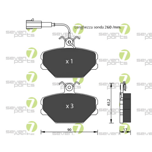 Bremsbelagsatz Scheibenbremse 7 Seven Parts SVP14110 für Abarth Alfa Romeo Fiat