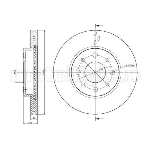 Bremsscheibe Metelli 23-0754C f&uuml;r Fiat Ford Vorderachse