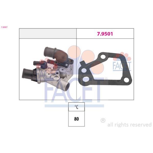 Thermostat K&uuml;hlmittel Facet 7.8097 Made In Italy - Oe Equivalent f&uuml;r Fiat