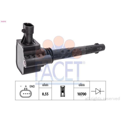Z&uuml;ndspule Facet 9.6510 Oe Equivalent f&uuml;r Alfa Romeo Chrysler Fiat Lancia Fpt