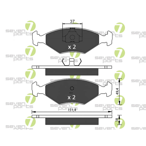 Bremsbelagsatz Scheibenbremse 7 Seven Parts SVP14240 für Fiat 1. Vorderachse