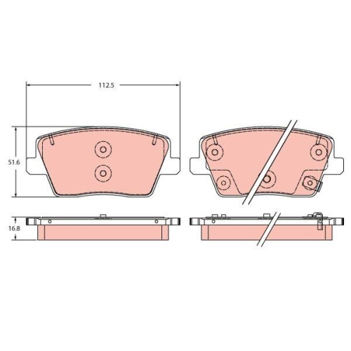 Bremsbelagsatz Scheibenbremse Trw GDB2355 f&uuml;r Hyundai Hinterachse