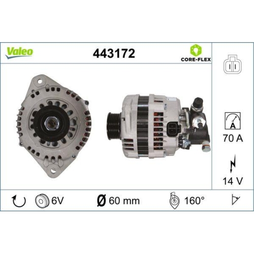 Generator Valeo 443172 Valeo Core-flex für Isuzu Opel Vauxhall Hitachi