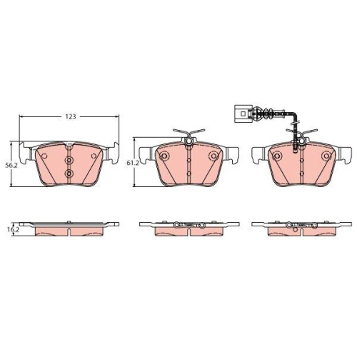 Bremsbelagsatz Scheibenbremse Trw GDB2358 f&uuml;r VW Audi Hinterachse Vorderachse