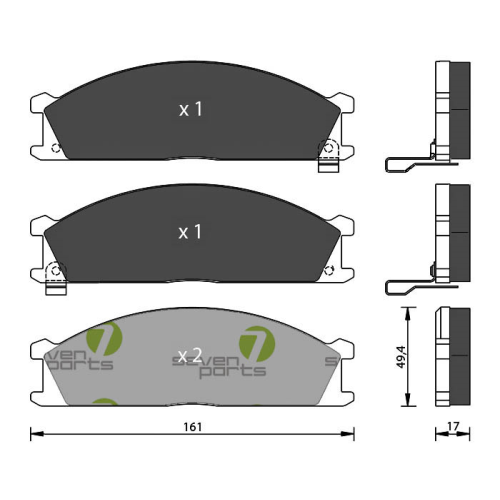 Bremsbelagsatz Scheibenbremse 7 Seven Parts SVP14270 f&uuml;r Nissan Subaru