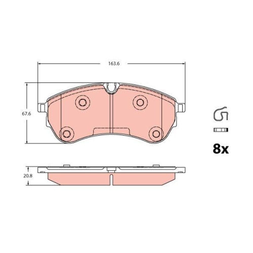 Bremsbelagsatz Scheibenbremse Trw GDB2362 f&uuml;r VW Man Vorderachse