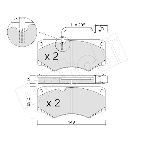 Bremsbelagsatz Scheibenbremse Metelli 22-0014-2 f&uuml;r Iveco Vorderachse