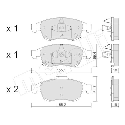 Bremsbelagsatz Scheibenbremse Metelli 22-0817-2 f&uuml;r Fiat Jeep Vorderachse